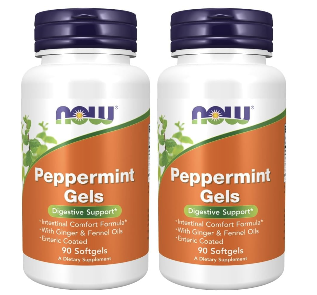 NOW Foods Peppermint Gel Capsules for gassiness at night